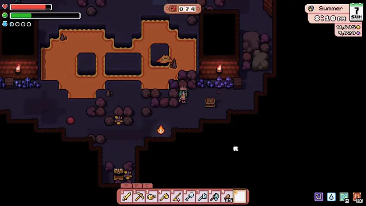A deep mine floor on the way to the Ancient Ruins fishing waters