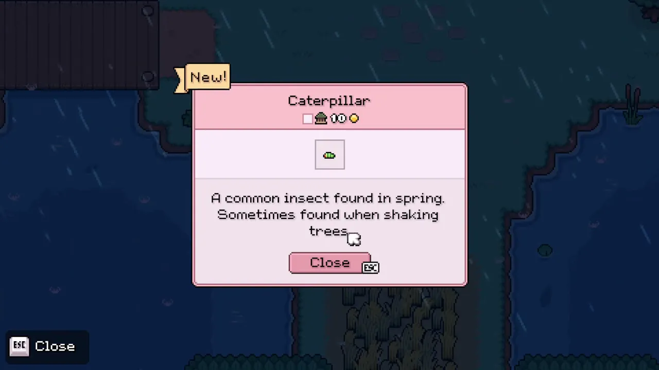 New bug journal popup for a Caterpillar found in spring