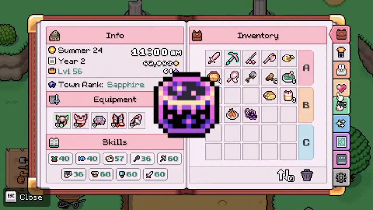 Player journal showing a Dragon-Forged Core in the inventory