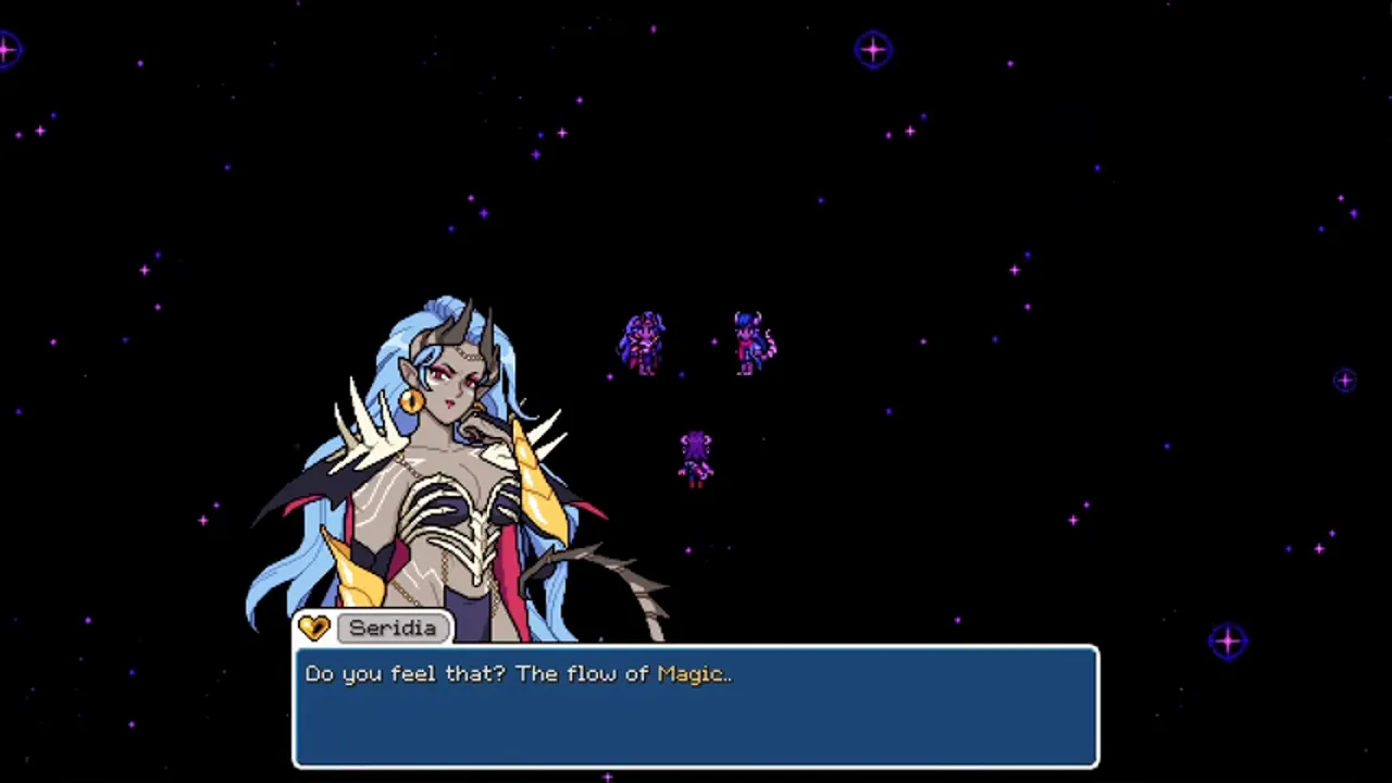 Seridia in her human form talking about the flow of magic