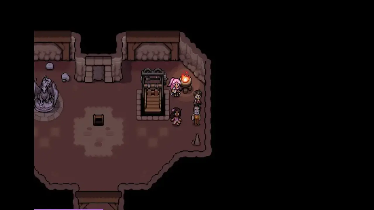 The Stone Refinery room beside the mine elevator, with the crusher and dragon statue